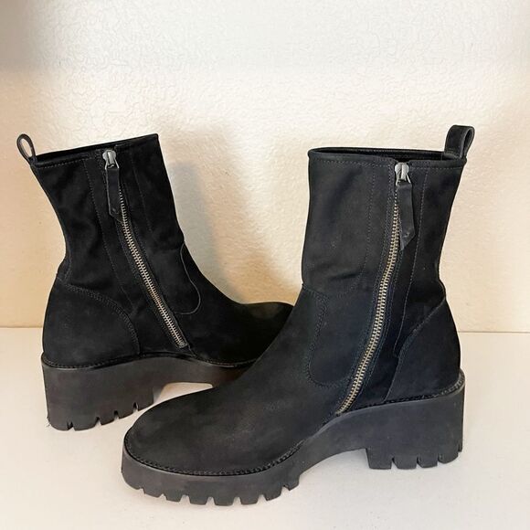 Paul Green Newbury black Suede Chelsea black platform combat Boots. US 9 - Picture 5 of 11